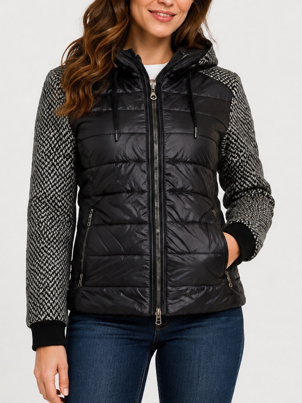 Giesswein Kaya Hybrid Wool Quilted Jacket NWT Women 4 Austrian Hooded Coat